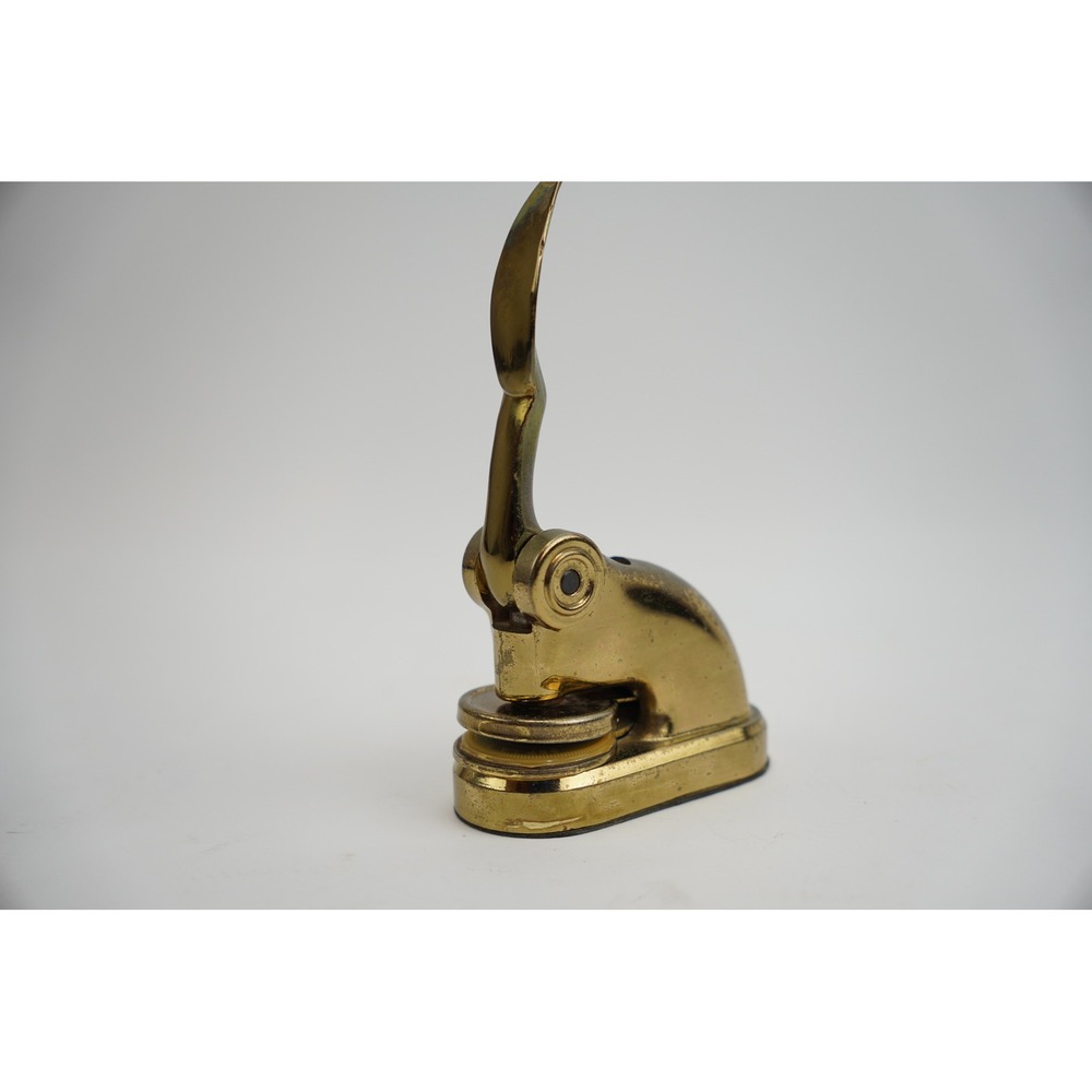 Vintage Brass Desk Embosser Paper Seal Press Gold Tone Good